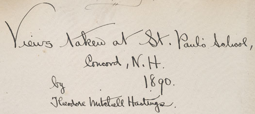 The inscription on the inside cover of the Hastings photo album