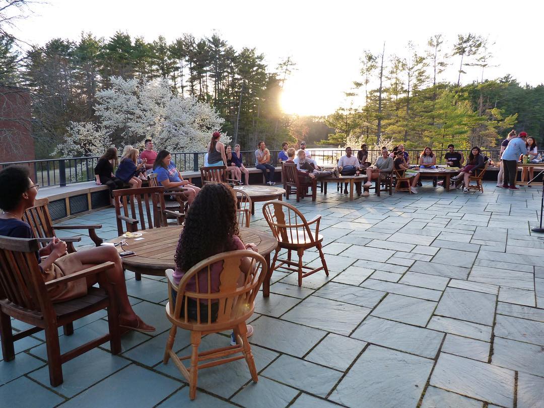 The poetry slam was a success – it was a beautiful evening on the terrace full of poetry, stories and songs – with back up vocals by resident warblers and frogs. #ohrstromlibrary #poetryslam #poetry #poems #stories #songs #warblers #frogs #lowerschoolpond #terrace #sunset #iamsps