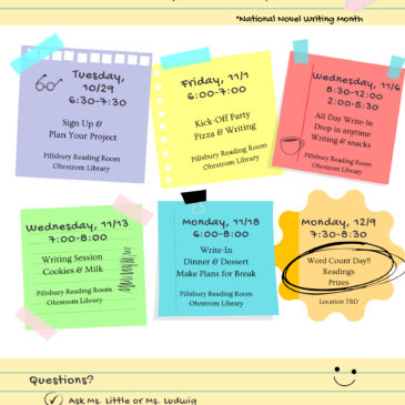 NaNoWriMo 2019 Schedule of Events